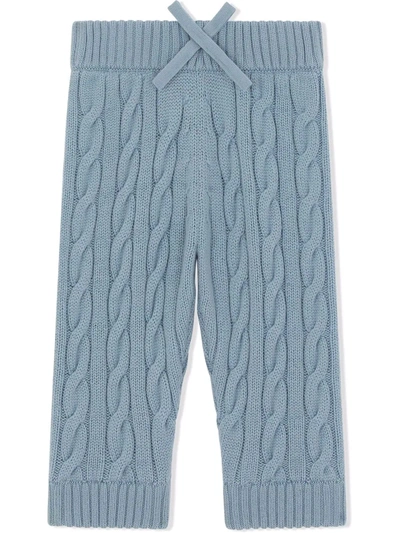 Dolce & Gabbana Babies' Cable Knit Trousers In Blue