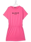 BALMAIN TEEN LOGO PRINT T-SHIRT DRESS