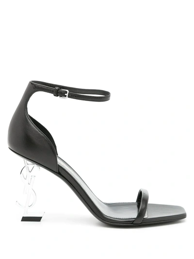 Saint Laurent Opyum 85mm Logo-heel Sandals In Nero
