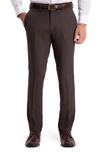 Kenneth Cole Reaction Shadow Check Slim Fit Dress Pants In Brown