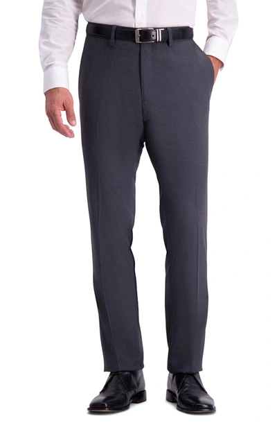 Kenneth Cole Reaction Shadow Check Slim Fit Dress Pants In Charcoal