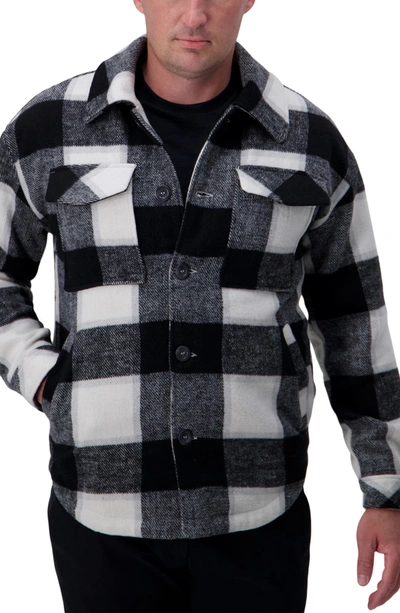 Haggar Buffalo Plaid Check Shirt Jacket In Black