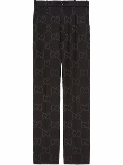 Gucci Jumbo Gg Canvas Trousers In Grey