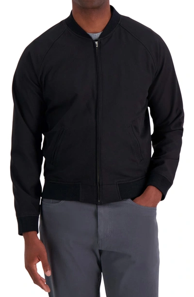 Haggar Stretch Gabardine Bomber Jacket In Black