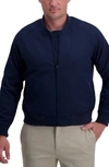 Haggar Stretch Gabardine Bomber Jacket In Navy