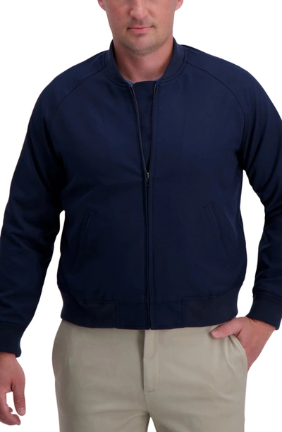 Haggar Stretch Gabardine Bomber Jacket In Navy