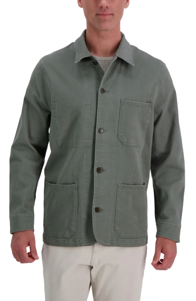 Haggar Heavy Twill Shirt Jacket In Moss Green