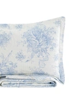 Melange Toile Reversible Cotton Quilt 3-piece Set In Light Blue