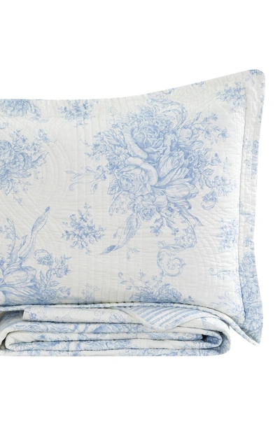 Melange Home Toile Reversible Cotton Quilt 3-piece Set In Light Blue