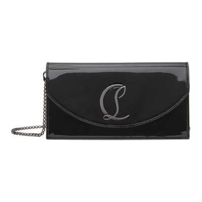 Christian Louboutin Loubi54 Snake-effect Leather Clutch In Black/ Gun Metal