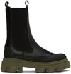 GANNI BLACK & GREEN LEATHER CHELSEA BOOTS