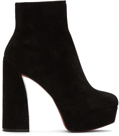 Christian Louboutin Black Suede Movida 130 Boots In Bk01 Black