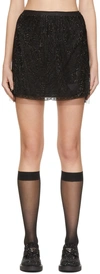 Prada Rhinestone-embellished Tulle Miniskirt In F0002 Black