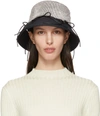 Kara Black Crystal Mesh Bow Bucket Hat In White/black