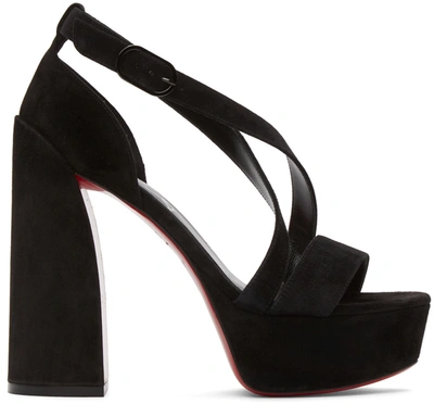 Christian Louboutin Movida 130 Suede Platform Sandal In Black