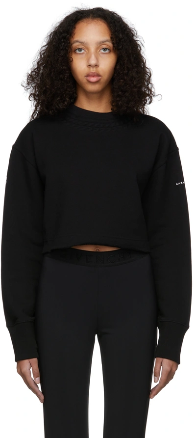 Givenchy Cropped Embossed Cotton-jersey Sweatshirt In Black