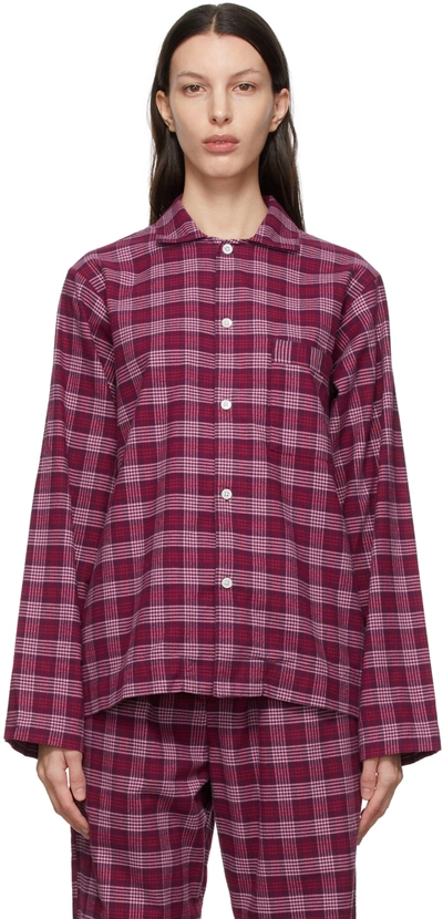 Tekla Flannel Checked Pajama Shirt In Red