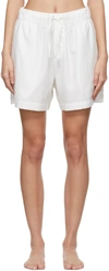 Tekla Poplin Drawstring Pajama Shorts In Cream White