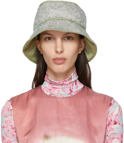 Kara Ssense Exclusive Green Crystal Mesh Bucket Hat