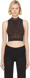 Wolford Shiny Grid Sleeveless Stretch Nylon Top In 7130 Black/copper