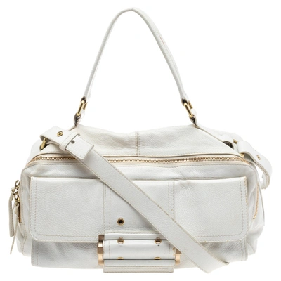 Pre-owned Givenchy White Leather East West Buckle Top Handle Bag