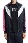 Valentino Navy Logo-jacquard Shell Track Jacket In Navy/ White/ Pink