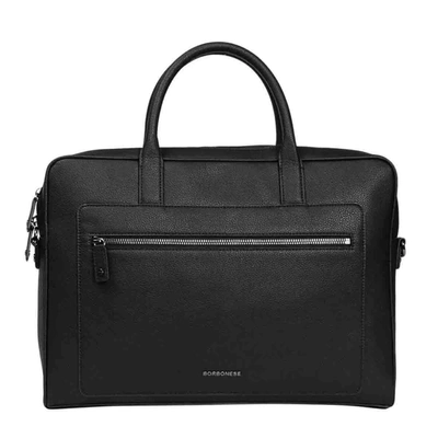 Borbonese Mens Black Leather Briefcase