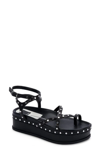 Dolce Vita Welma Studded Ankle Strap Platform Sandal In Black Studded Leather