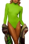 Adidas X Ivy Park Turtleneck Bodysuit In Solar Slime