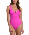 La Blanca Island Goddess Tummy-control Strappy One-piece Swimsuit Women's Swimsuit In Orchid