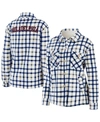 Wear By Erin Andrews Women's Oatmeal Philadelphia 76ers Plaid Button-up Shirt Jacket In Oatmeal
