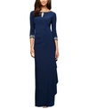 ALEX EVENINGS DRAPED JERSEY GOWN