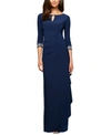 Alex Evenings Embellished Side Ruched Gown In Cobalt