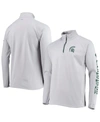 COLUMBIA MEN'S GRAY MICHIGAN STATE SPARTANS TERMINAL TACKLE FLEECE RAGLAN OMNI-SHADE QUARTER-ZIP JACKET