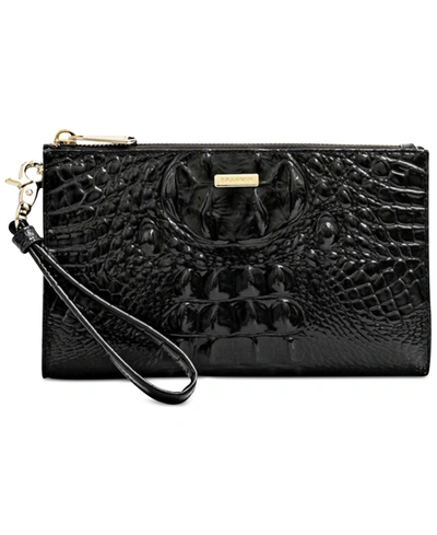 Brahmin Daisy Leather Melbourne Wristlet In Black