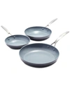 Greenpan Valencia Pro Healthy Ceramic Nonstick 8", 9.5" & 11" Frypan Set In Grey