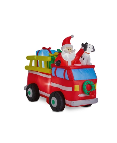 Glitzhome Lighted Inflatable Santa In Truck Decor In Multi