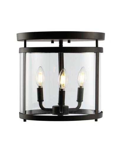 Jonathan Y Ciel Simple Farmhouse 3-light Rustic Vintage Led Flush Mount In Black