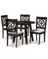 BAXTON STUDIO ELIZA MODERN AND CONTEMPORARY FABRIC UPHOLSTERED 5 PIECE DINING SET