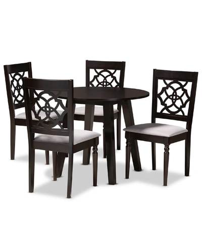 Baxton Studio Eliza Modern And Contemporary Fabric Upholstered 5 Piece Dining Set In Gray