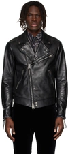 TOM FORD BLACK ASYMMETRIC BIKER LEATHER JACKET