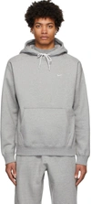 Nike Swoosh-embroidered Drawstring Hoodie In Dk Grey Heather / White