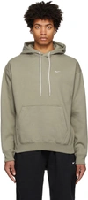 Nike Solo Swoosh Logo-embroidered Cotton-blend Jersey Hoody In Green,green