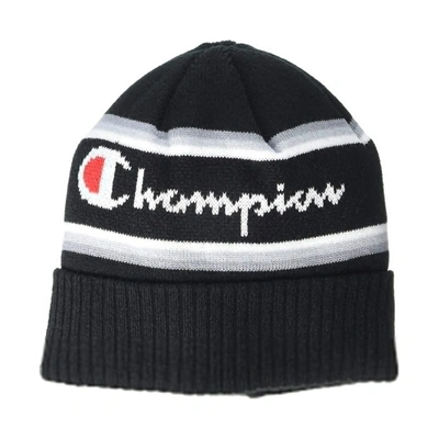 Champion 冠军 男女新款字母logo情侣针织帽冷帽毛线帽子 In Black