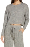 Beyond Yoga Brushed Up Print Long Sleeve Crop Top In Oatmeal Tiger