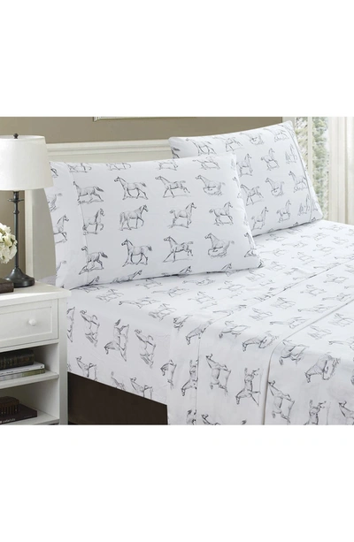 Melange Home 400tc Horse Print 3-piece Sheet Set In Grey