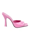 Attico Anais Sqaure Leather Heeled Mules In Pink