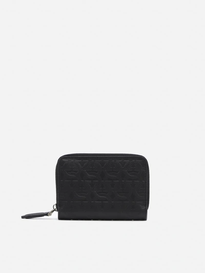 Ferragamo Leather Wallet With Gancini Pattern In Black