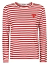 Comme Des Garçons Play Heart-motif Striped Top In Nero