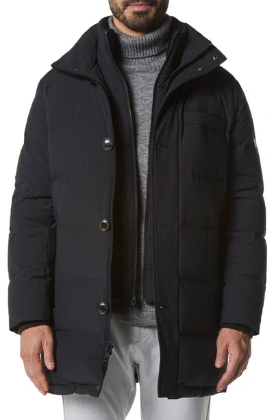 Andrew Marc Shelton Cool Touch Regular Fit Quilted Down Parka With Removable Shearling Trimmed Bib In Black